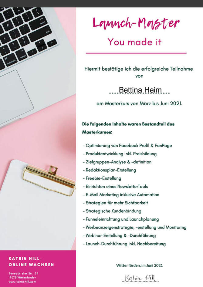 Masterkurs Zertifikat Bettina Heim